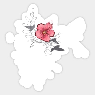 Hummingbird and heart with flower Sticker